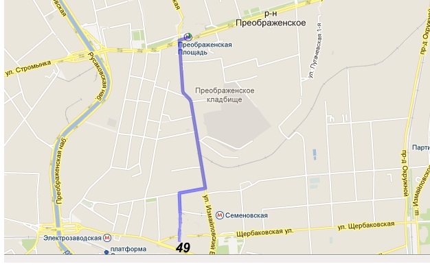 Карта М. Преображенская площадь